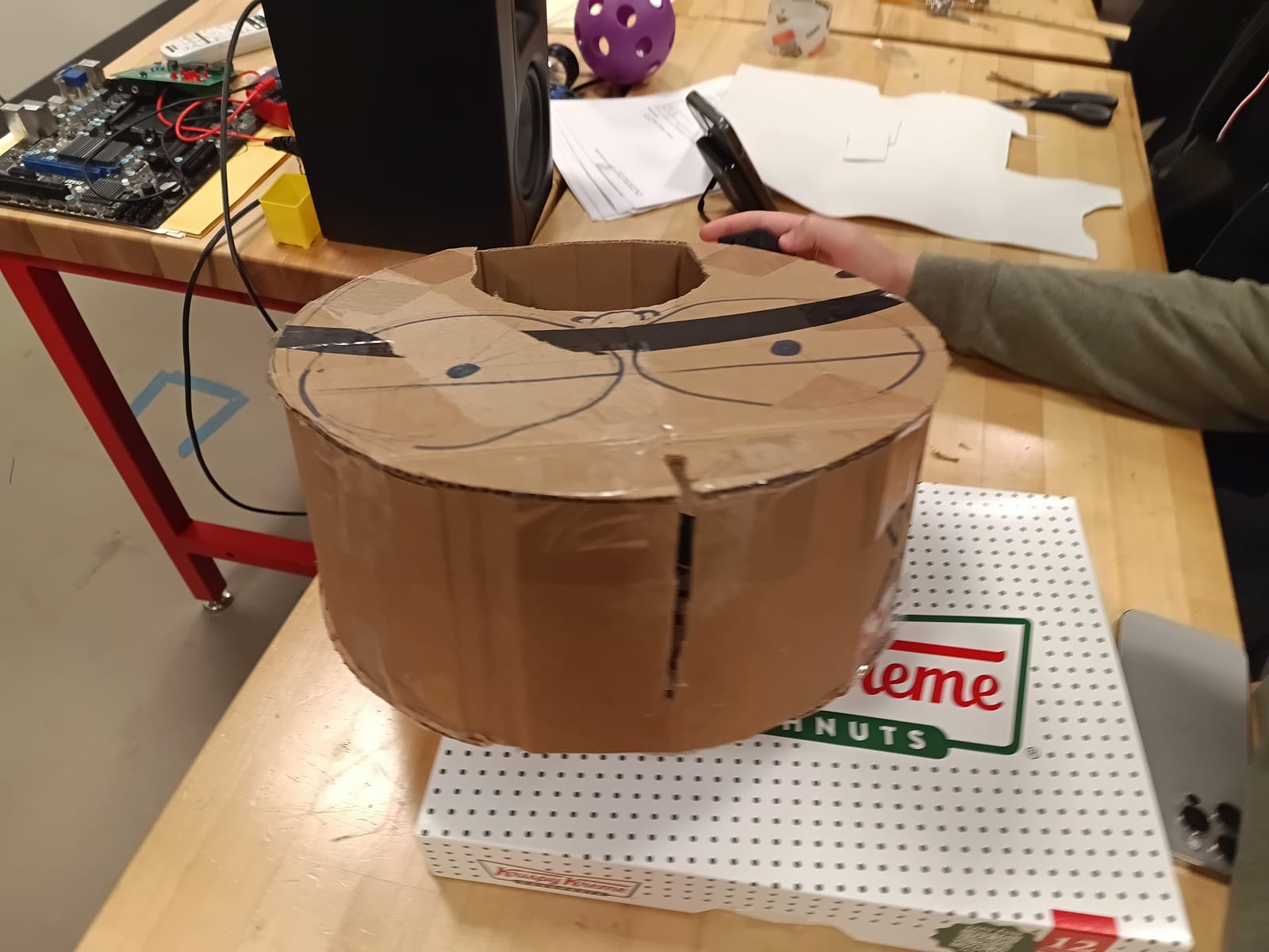 The original cardboard drum prototype