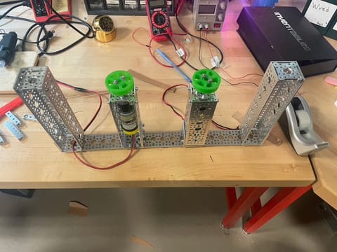 Flywheel prototype built from channel and two motors