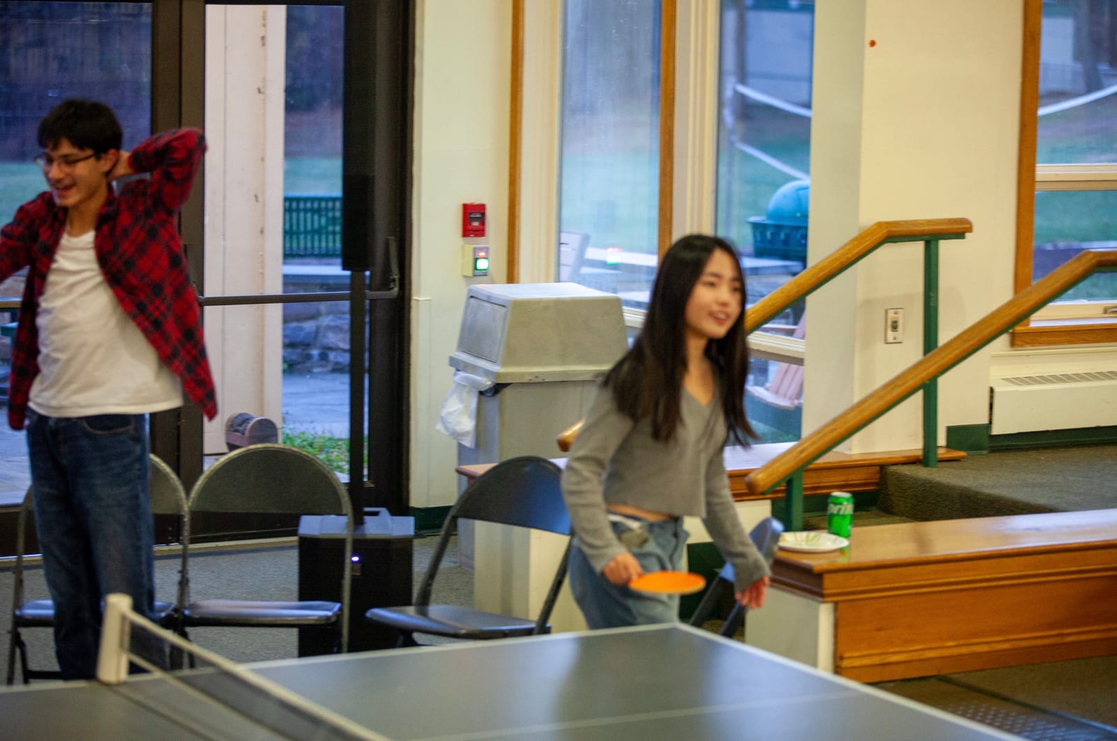 A ping-pong match in progress