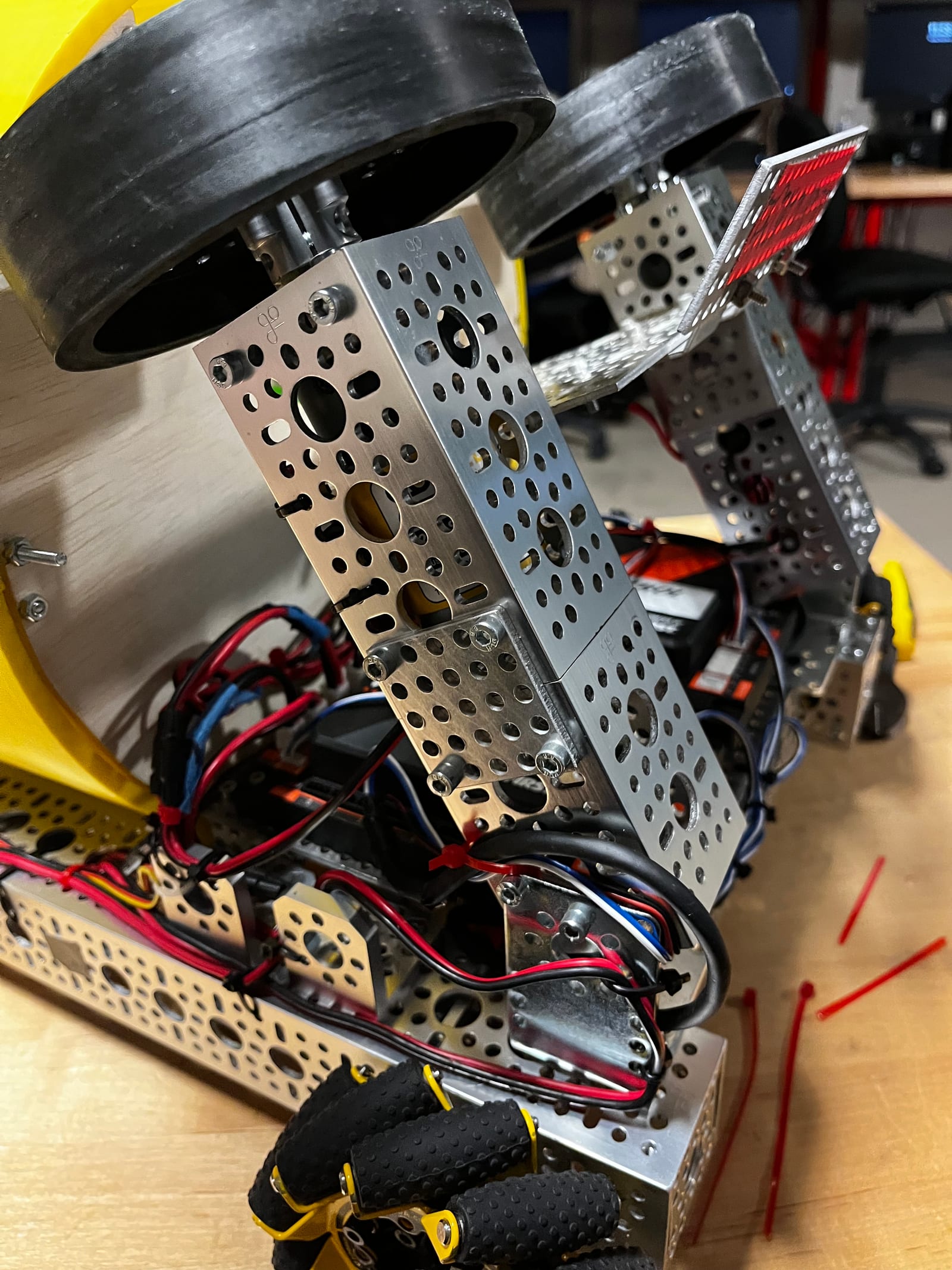 Side view of the launcher mounted on the robot