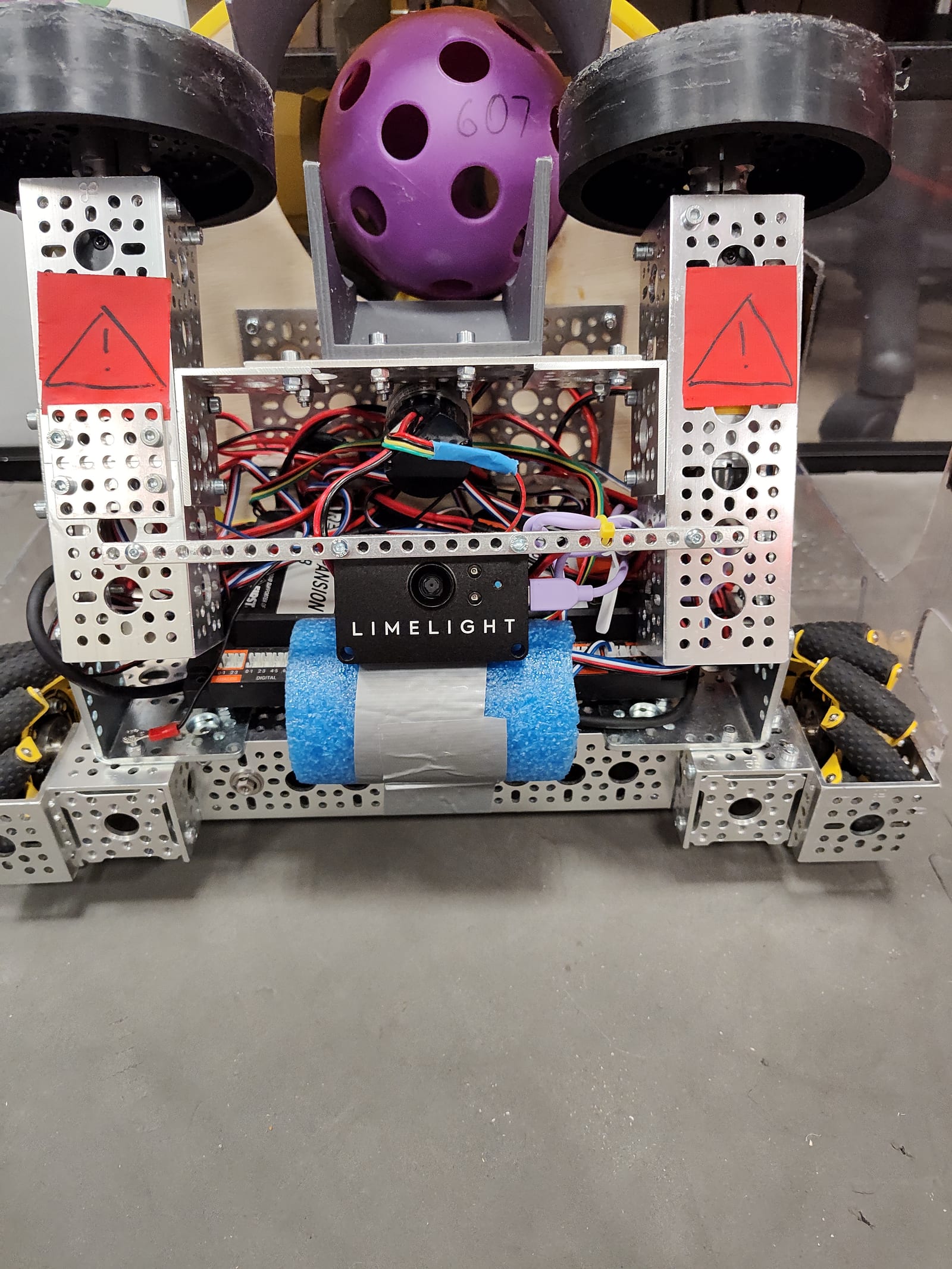 A Limelight camera mounted on the front of the robot